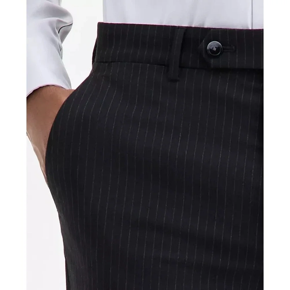 Nautica Men's Modern Stretch Dress‎ Pants Striped Black 36Wx32L D110629